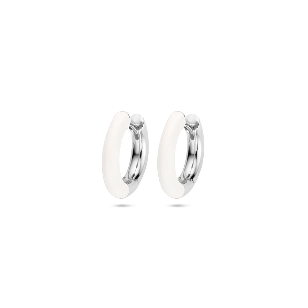 klapoorringen wit emaille 4 mm zilver gerhodineerd