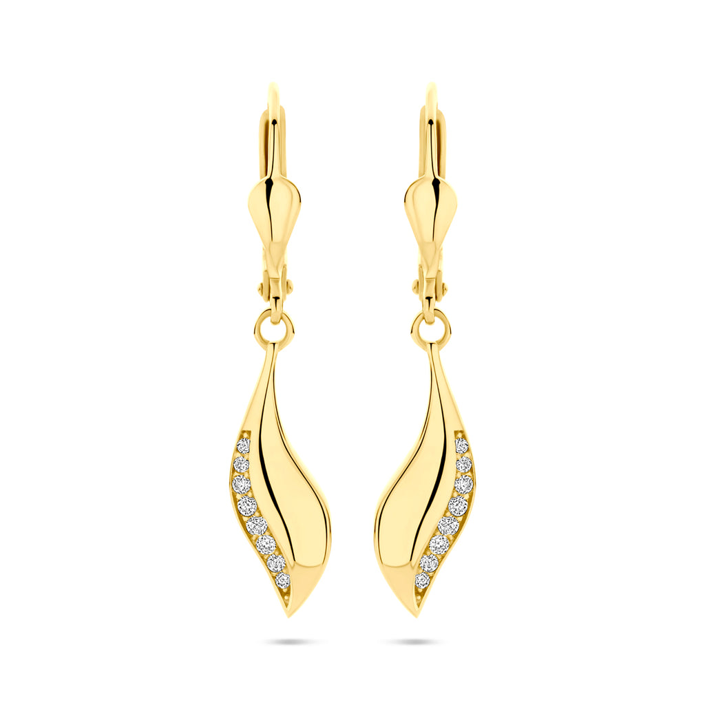 oorhangers zirkonia brisur haak 32 mm 14K geelgoud