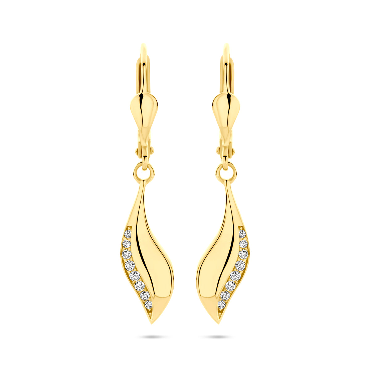 oorhangers zirkonia brisur haak 32 mm 14K geelgoud