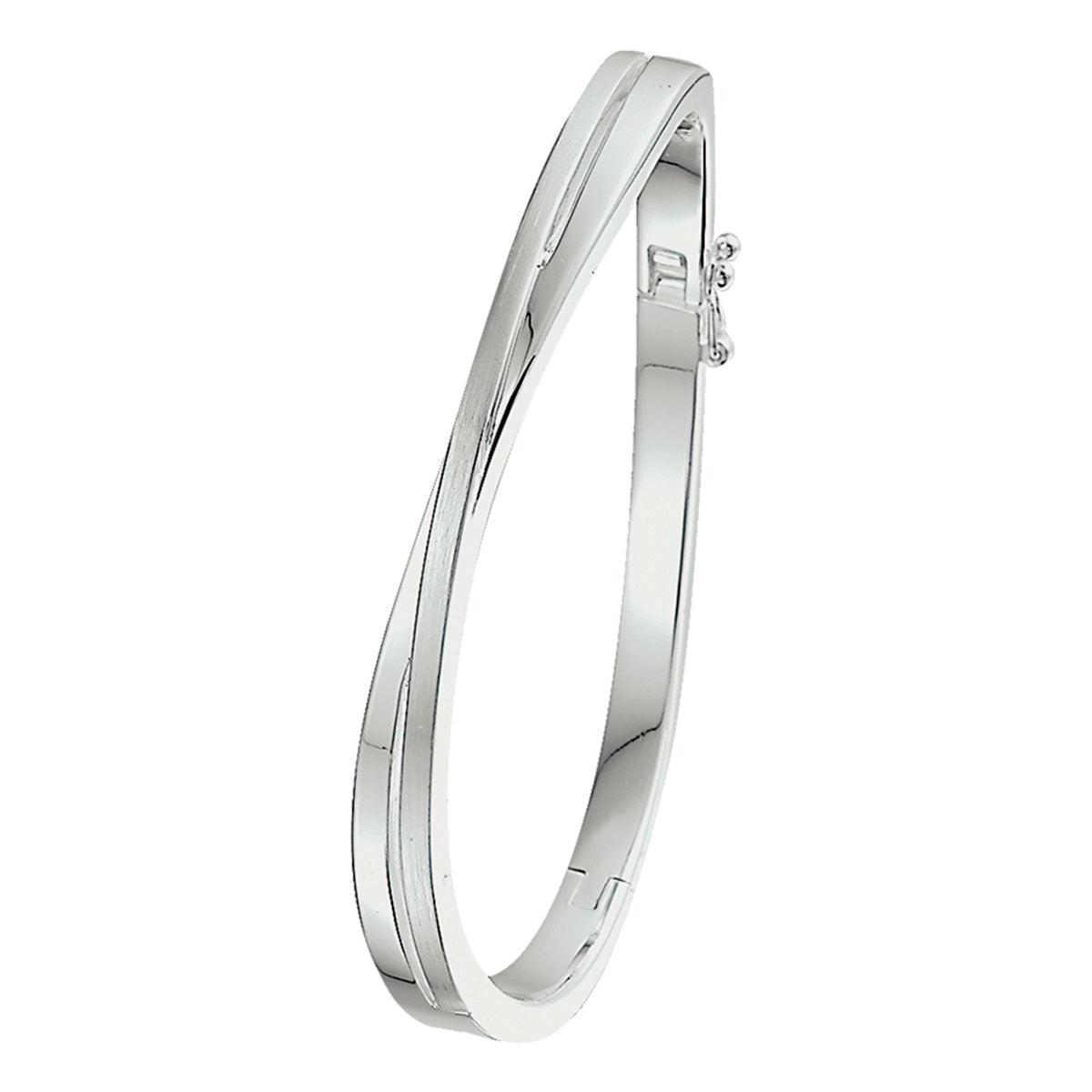 Armreif Scharnier poliert/matt 6,5 x 60 mm Silber rhodiniert