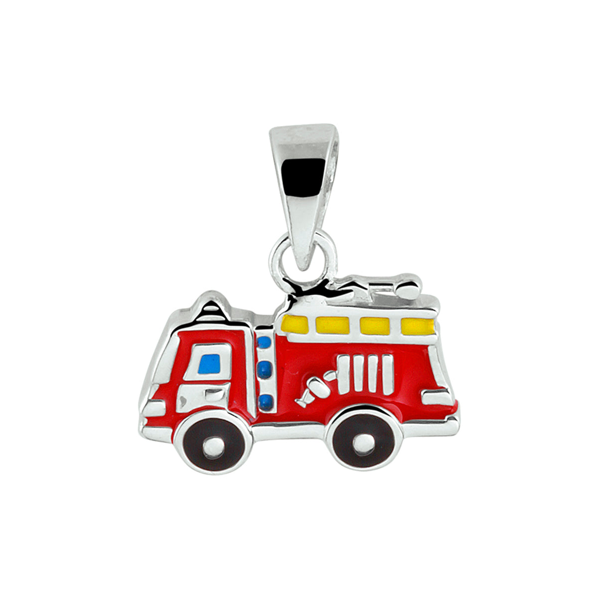 Anhänger Feuerwehr Emaille rhodiniert Silber