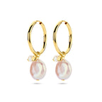 klapoorringen keshi en parel 36 mm 14K geelgoud