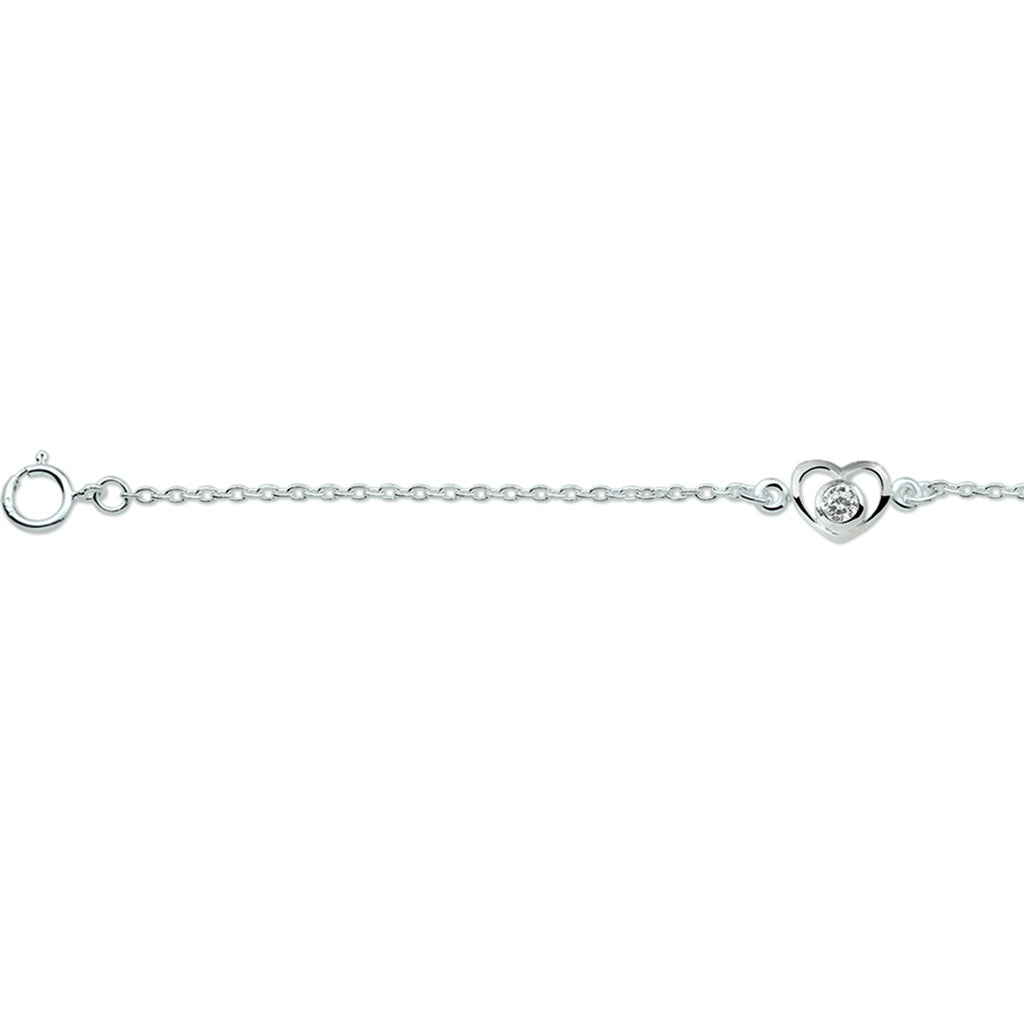Armband Herz Zirkonia 13 - 15 cm silber weiß