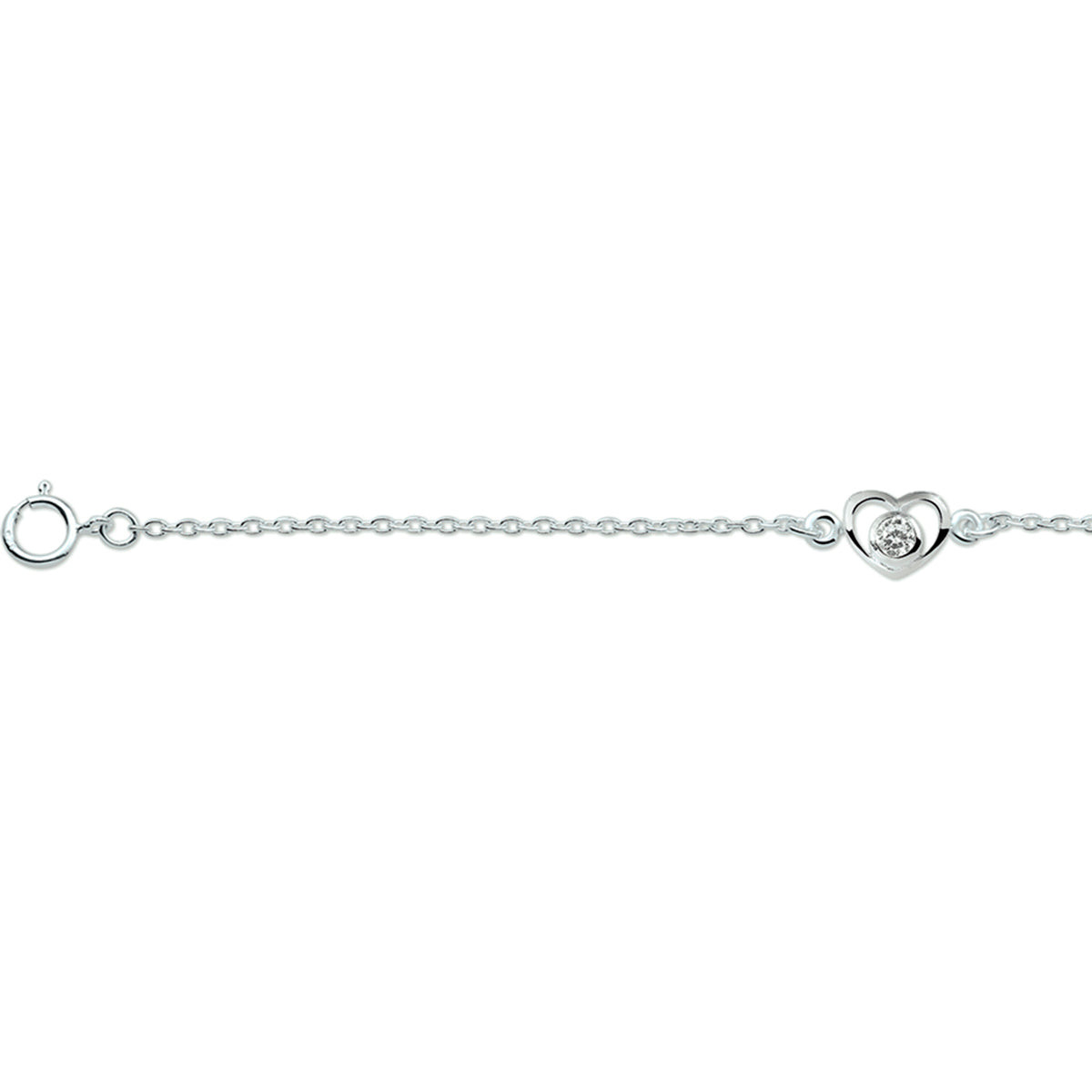 Armband Herz Zirkonia 13 - 15 cm silber weiß
