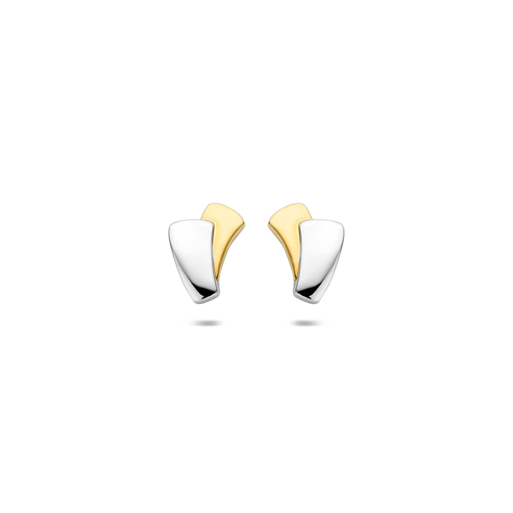 Ohrstecker 14K Bicolor-Gold gelb/weiß