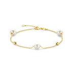 Armband Kügelchen und Perlen 16,5 - 18,5 cm 14K Gelbgold