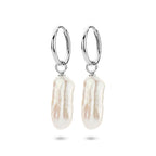 oorringen parel 38 mm zilver gerhodineerd
