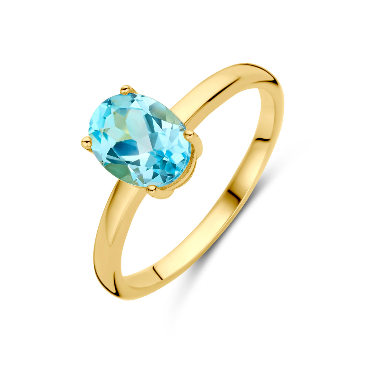 ring blauw topaas 14K geelgoud