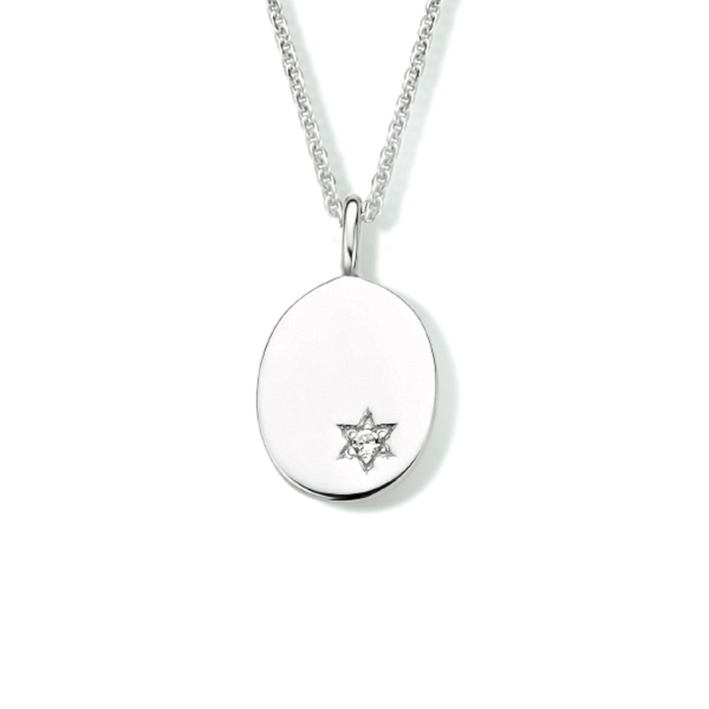 graveercollier ovaal zirkonia 41 + 4 cm zilver gerhodineerd
