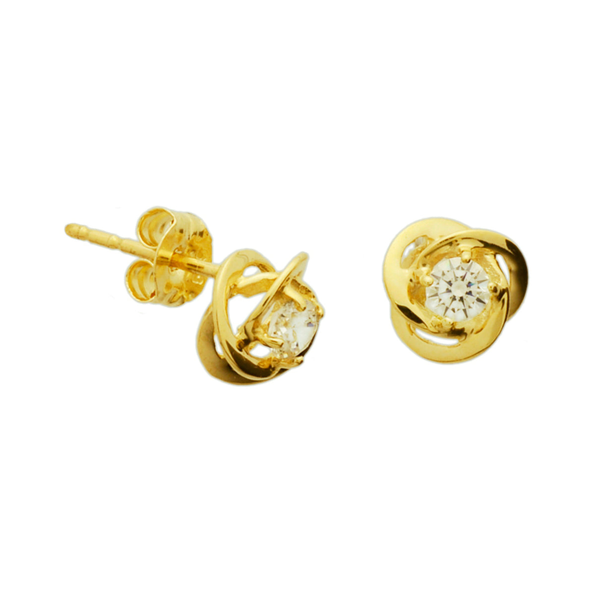 Ohrstecker Blume Zirkonia 14K Gelbgold