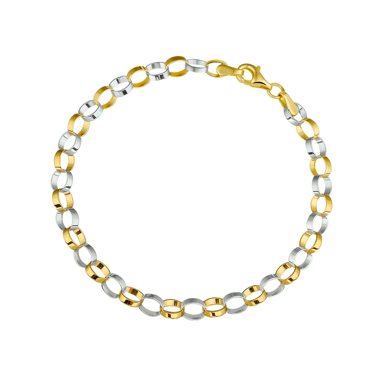 Armband Jasseron 4,7 mm 19 cm 14K Bicolor-Gold gelb/weiß