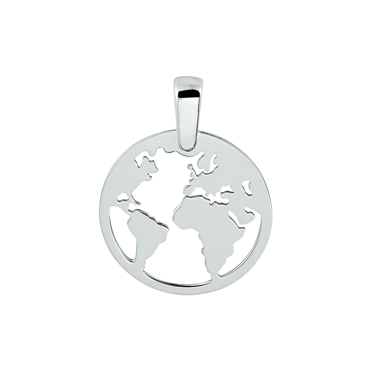 Anhänger Weltkugel 23 mm rhodiniert Silber