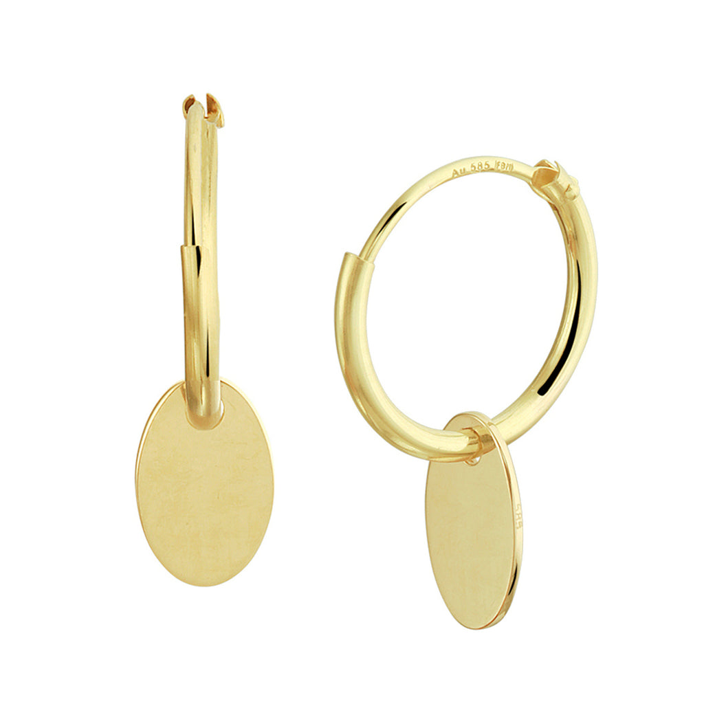 Ohrringe oval 14K Gelbgold