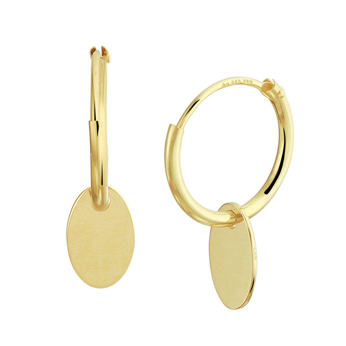 Ohrringe oval 14K Gelbgold
