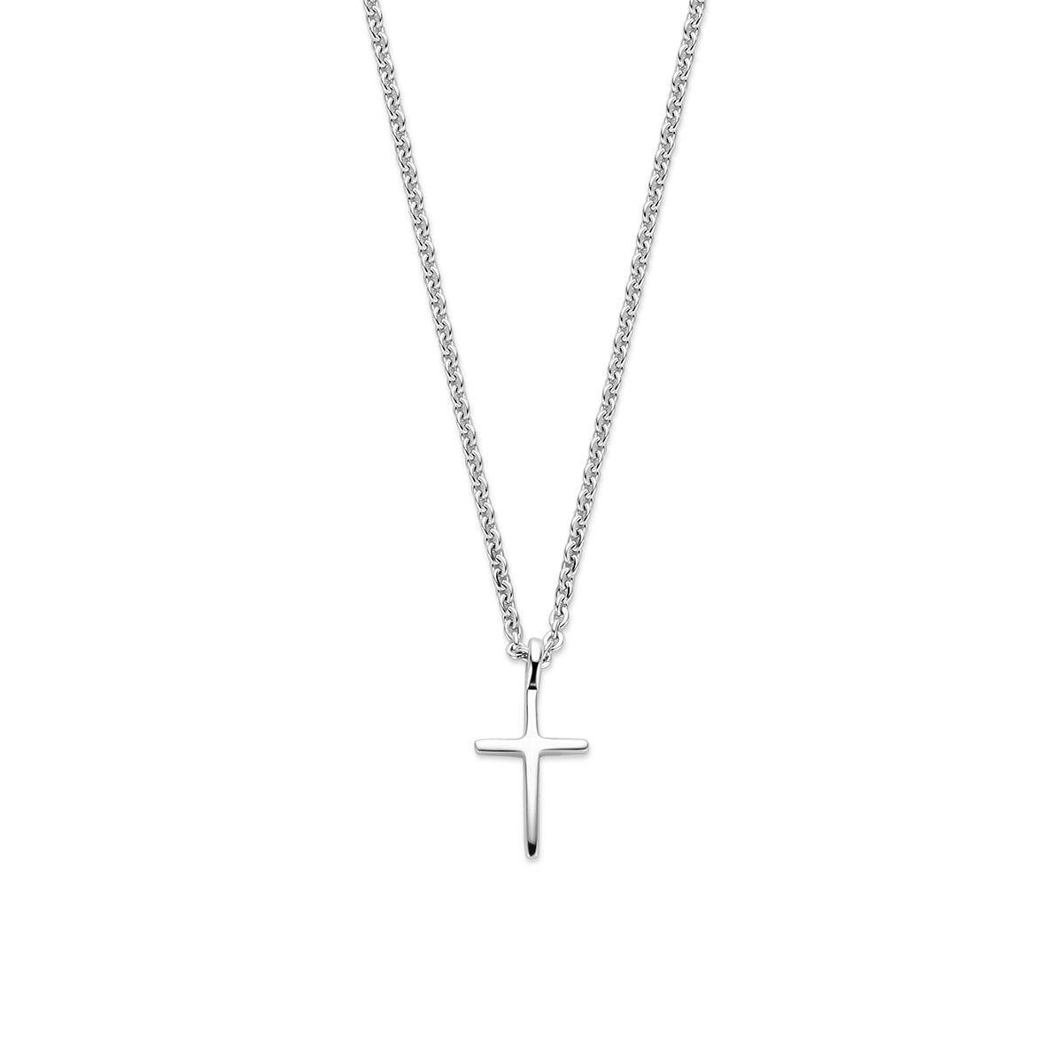 collier kruis 41 - 43 - 45 cm zilver gerhodineerd