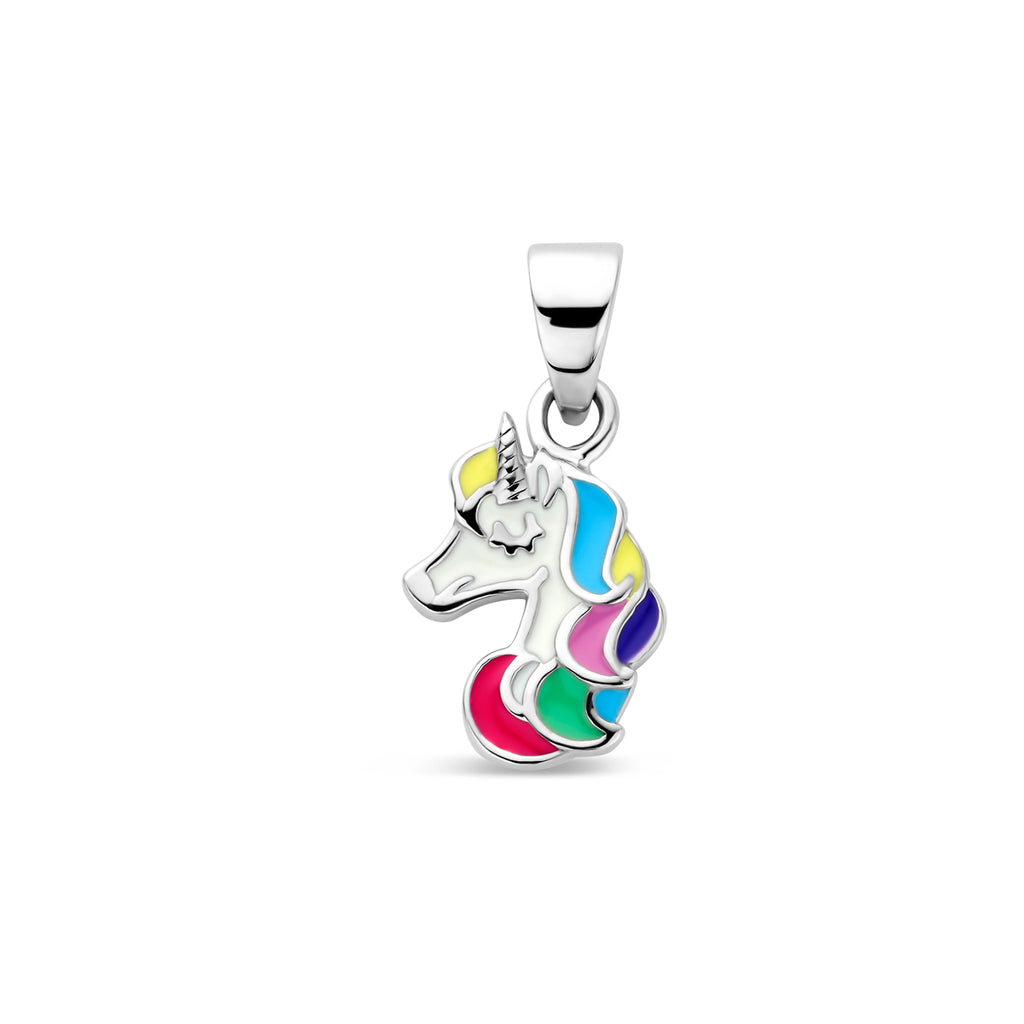 Anhänger Einhorn Emaille 15 mm Silber rhodiniert