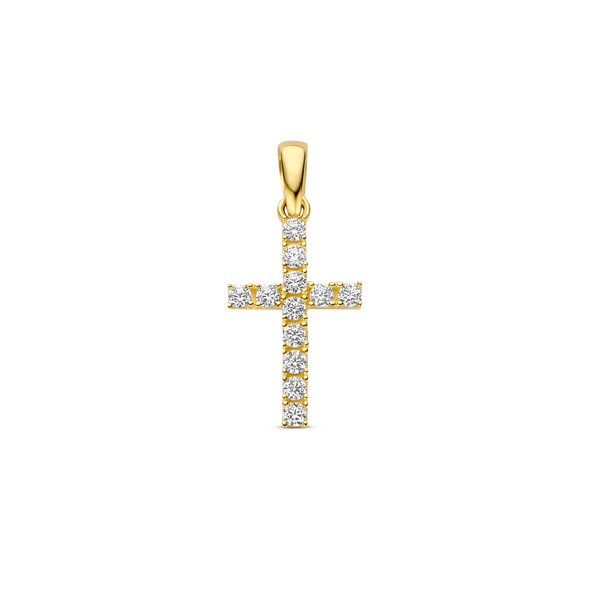 Anhänger Kreuz Zirkonia 13,5 mm 14K Gelbgold