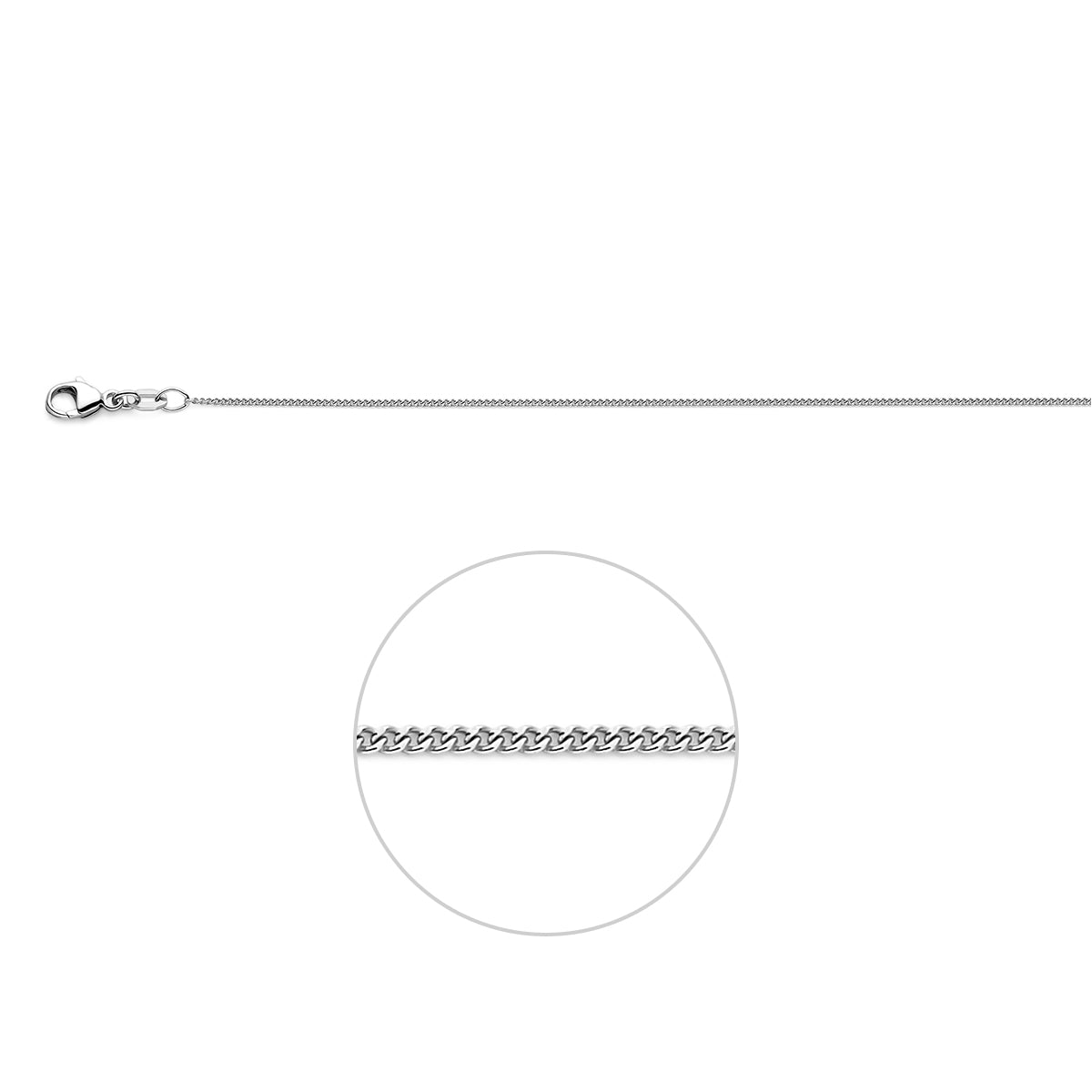 collier gourmette 1,1 mm 41 - 43 - 45 cm 18K witgoud