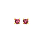 oorknoppen roze rhodoliet 14K geelgoud