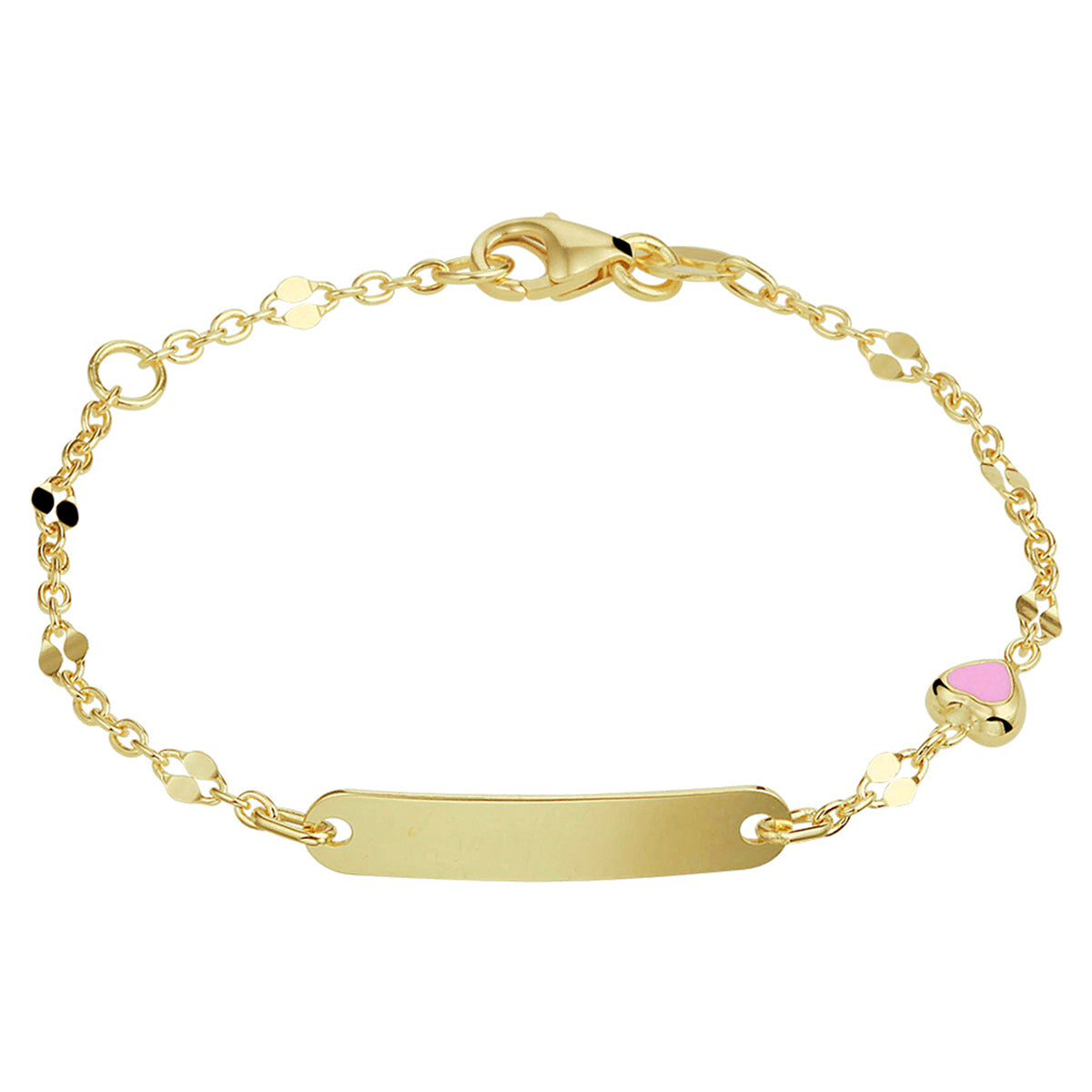 Gravurarmband Herzplättchen 4 mm 11 - 13 cm 14K Gelbgold