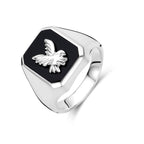 zegelring massief adelaar onyx zilver wit