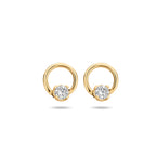 Ohrstecker runder Zirkonia 14K Gelbgold