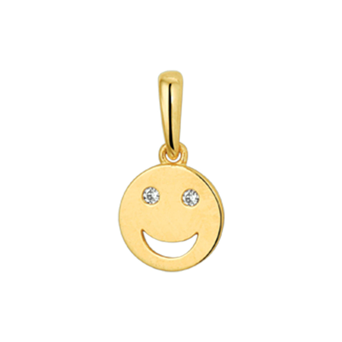 hanger smiley zirkonia 14K geelgoud