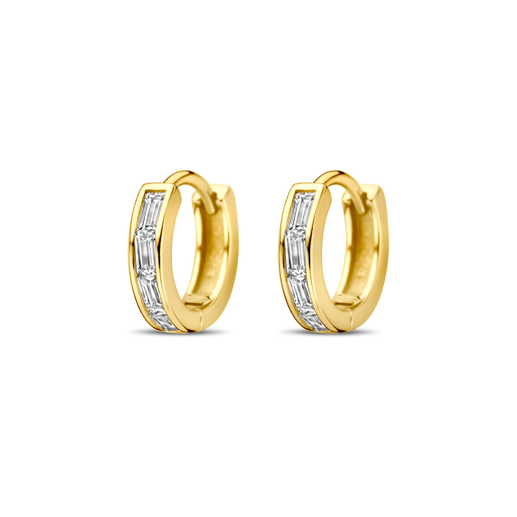 klapoorringen zirkonia 10 mm 1 micron zilver verguld (geel)