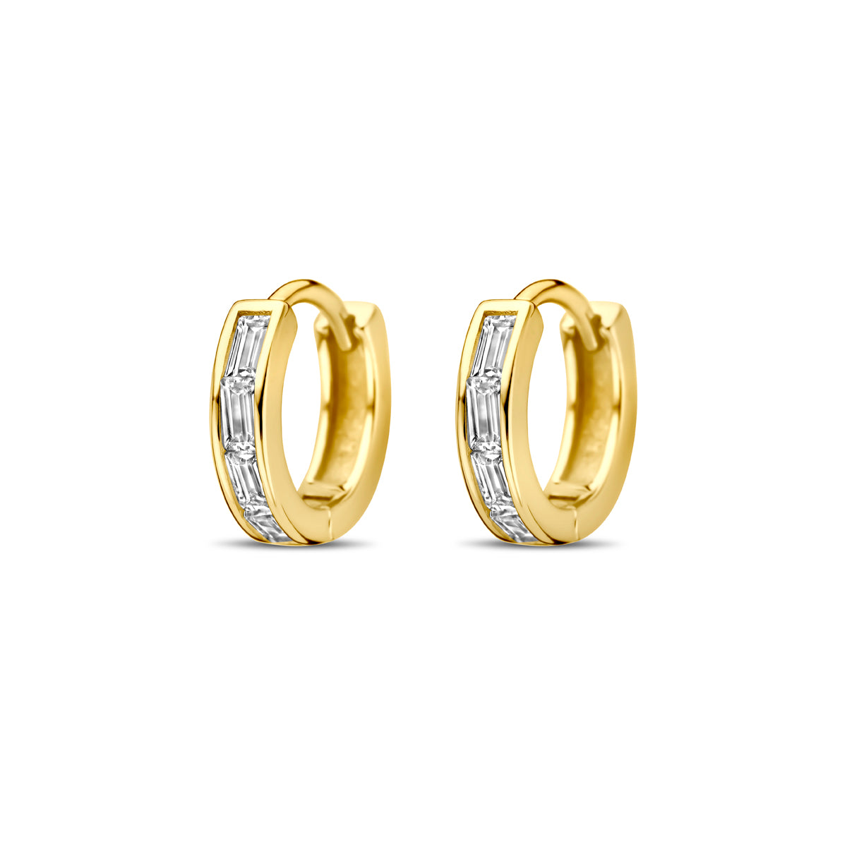 klapoorringen zirkonia 10 mm 1 micron zilver verguld (geel)