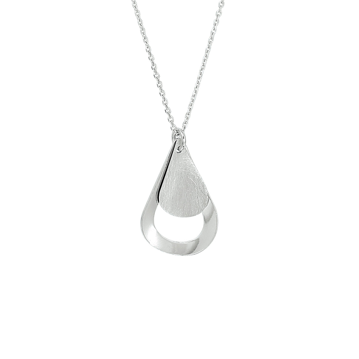 Halskette Tropfen Poly/matt 40 + 4 cm Silber rhodiniert