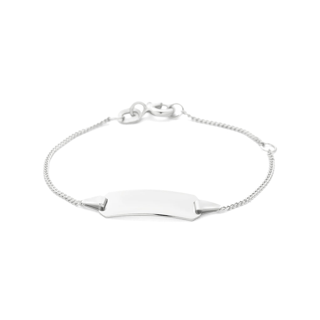 Gravurarmband Gourmet-Kette 4 Seiten geschliffen Platte 5,0 mm 14K Weißgold