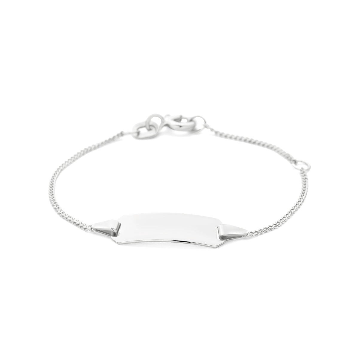 Gravurarmband Gourmet-Kette 4 Seiten geschliffen Platte 5,0 mm 14K Weißgold