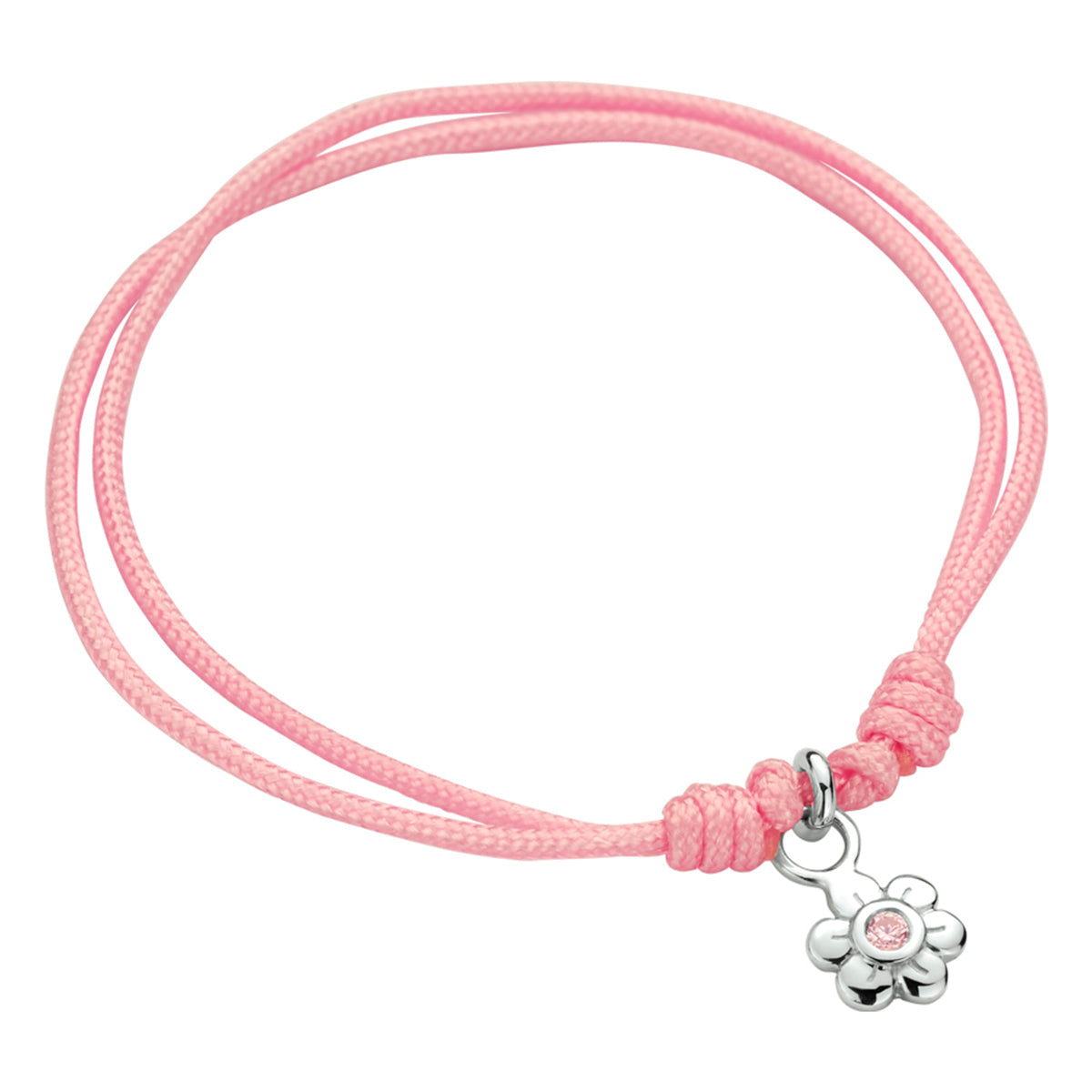 Armband Blume rosa Zirkonia Silber rhodiniert mit Kautschuk/Nylon/Leder