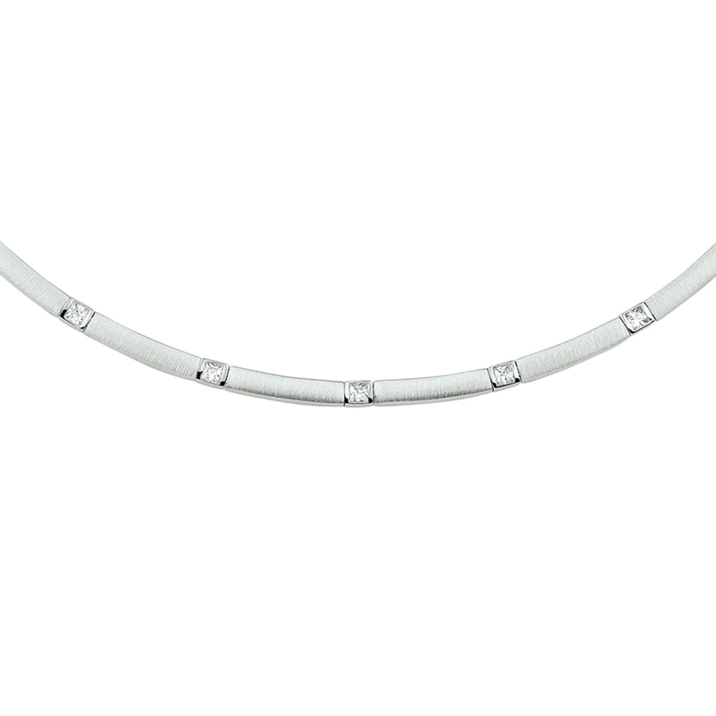 Halskette Poly/Zirkonia matt 3,3 mm 43 cm Silber rhodiniert