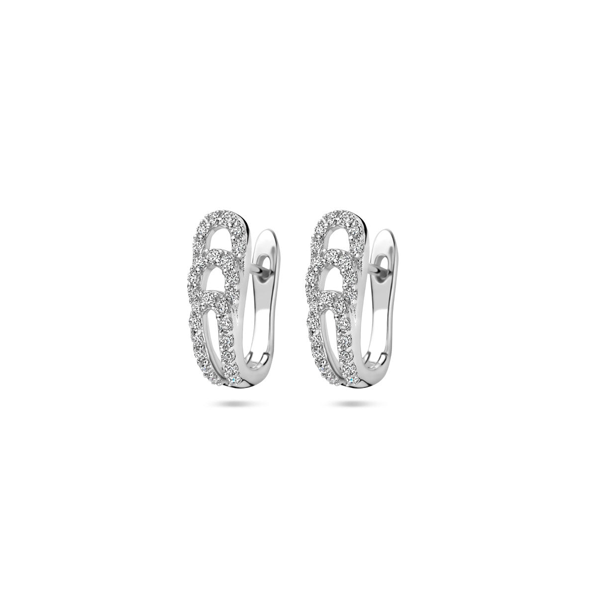 klapoorringen zirkonia 14 mm zilver gerhodineerd