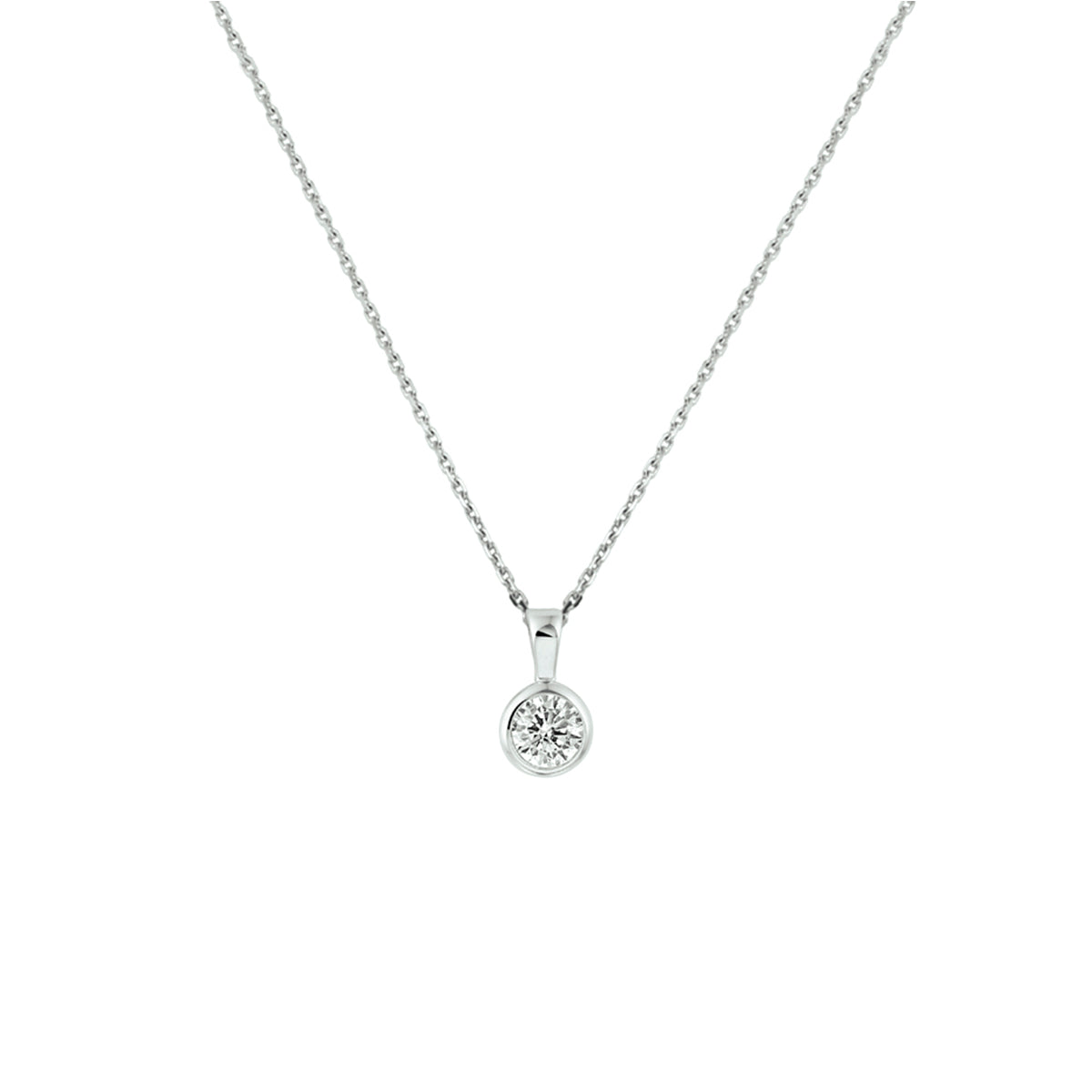 Halskette Zirkonia 41 + 4 cm Silber rhodiniert
