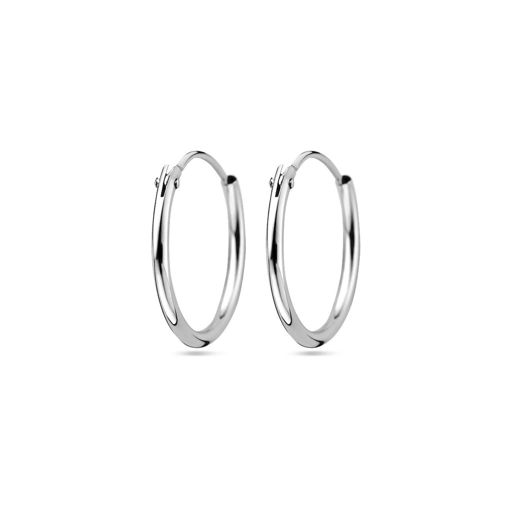 Ohrringe 1,3 mm Rundrohr 14K Weißgold