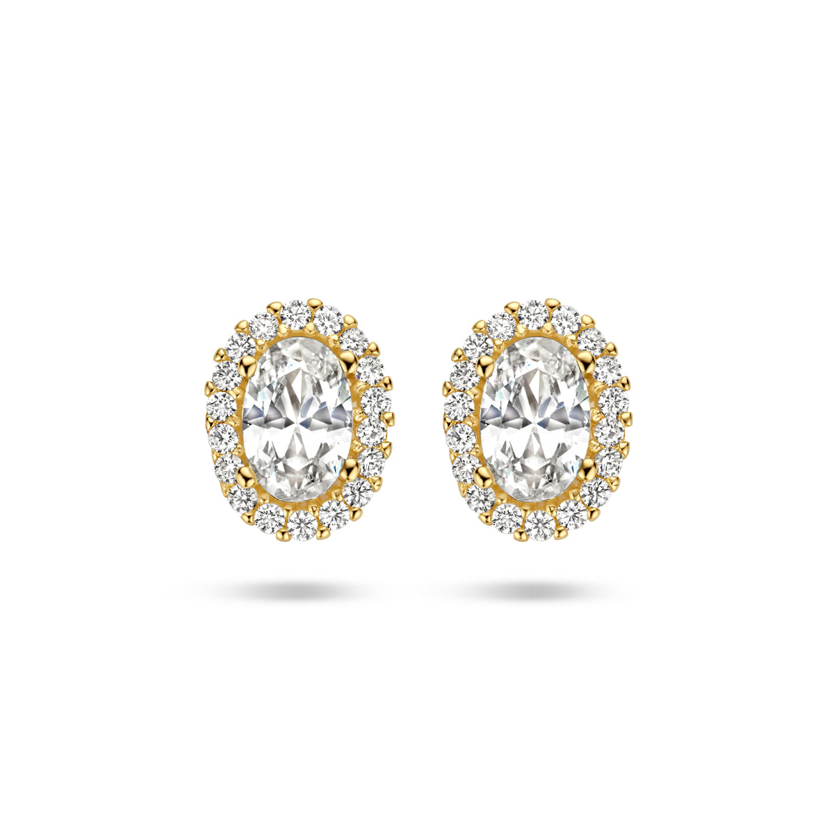 Ohrstecker Zirkonia Halo 14K Gelbgold