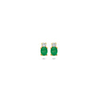 oorknoppen smaragd en zirkonia 6 mm 14K geelgoud