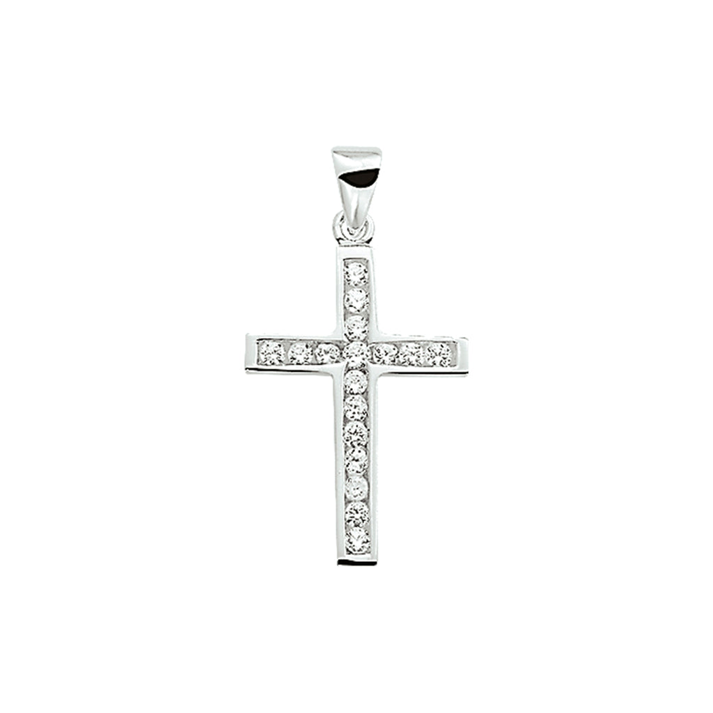 Anhänger Kreuz Zirkonia Silber Weiß