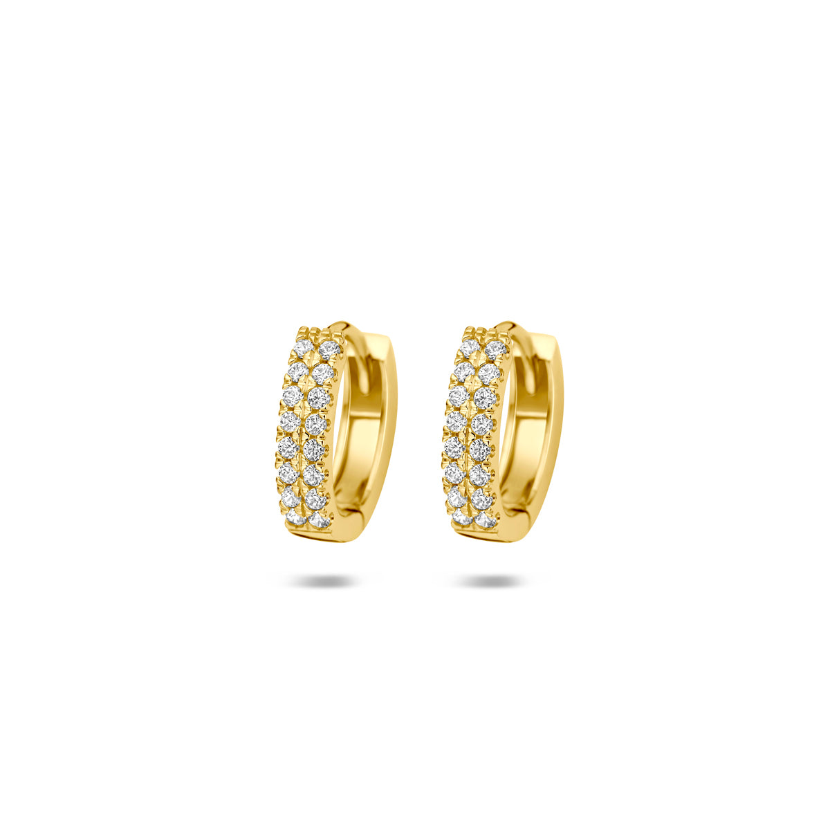 klapoorringen ovaal zirkonia 12 mm 14K geelgoud - ovaal