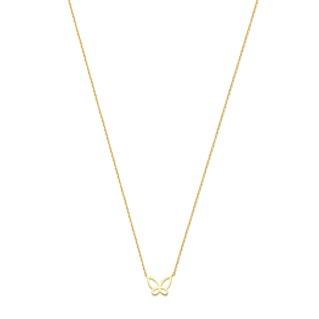 collier vlinder 40 - 42 - 44 cm 14K geelgoud