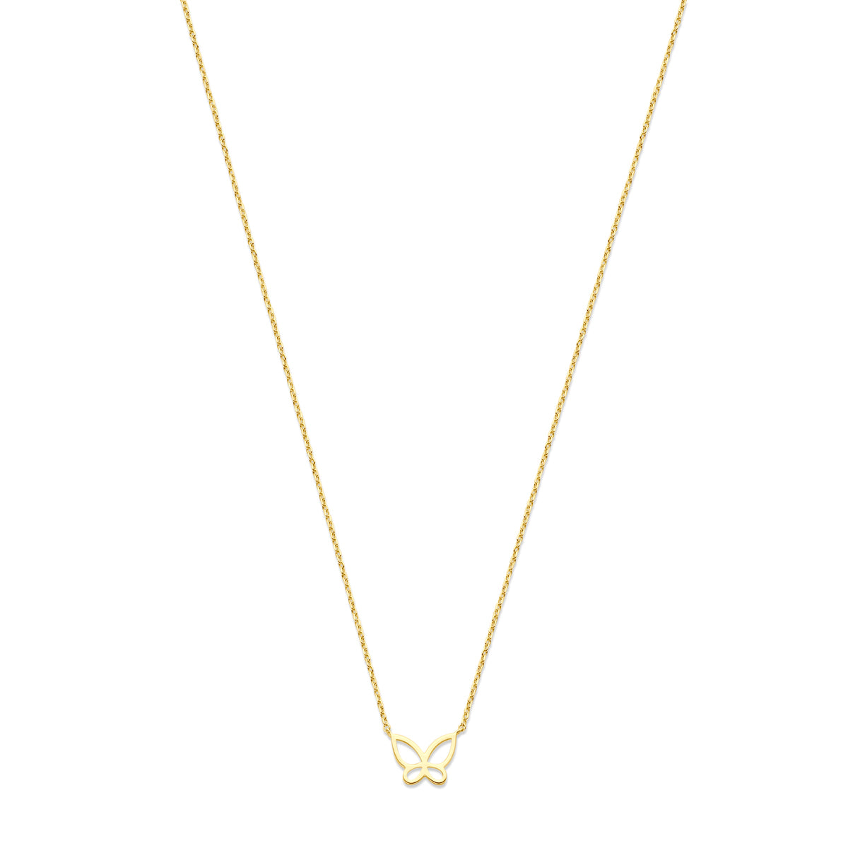 collier vlinder 40 - 42 - 44 cm 14K geelgoud