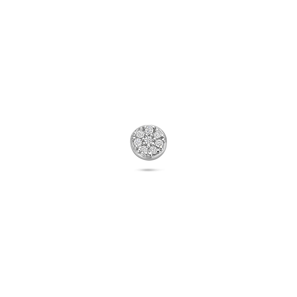 Flatback Piercing rund Zirkonia 4 mm Silber rhodiniert
