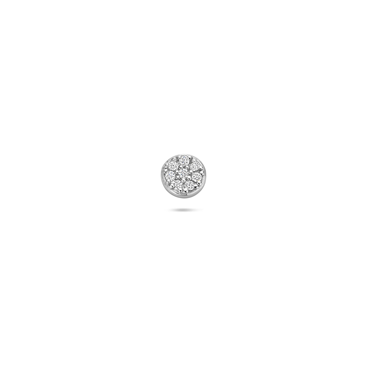 flat back piercing rond zirkonia 4 mm zilver gerhodineerd