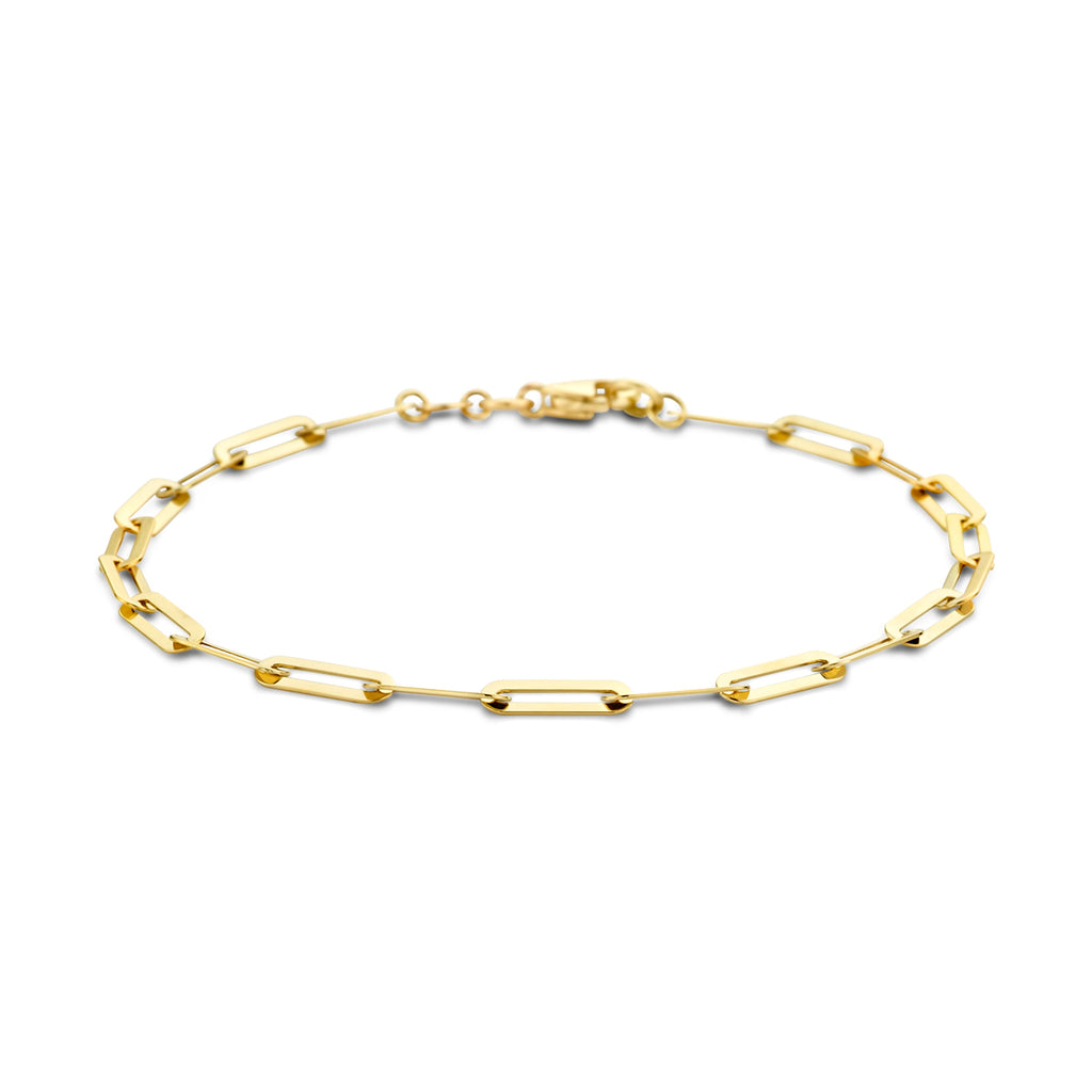 armband paperclip plat 19 cm 14K geelgoud