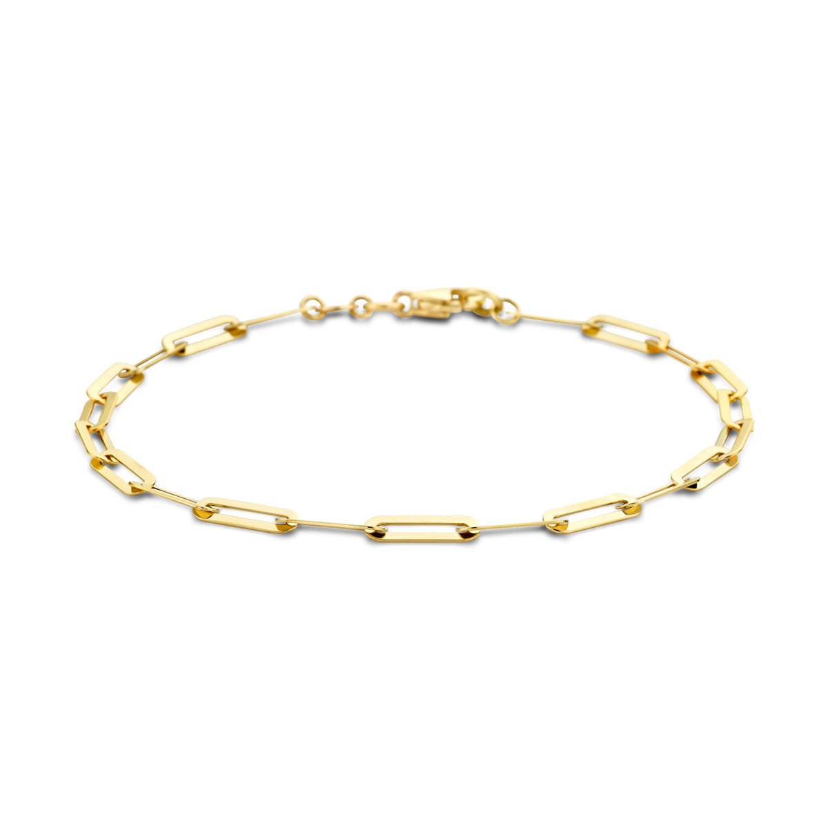 armband paperclip plat 19 cm 14K geelgoud