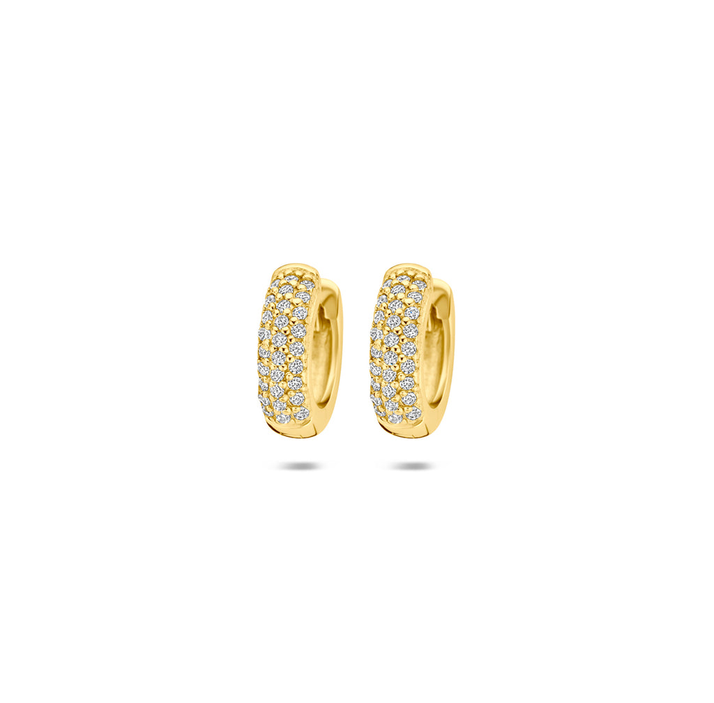 klapoorringen zirkonia 12 mm 1 micron zilver verguld (geel)