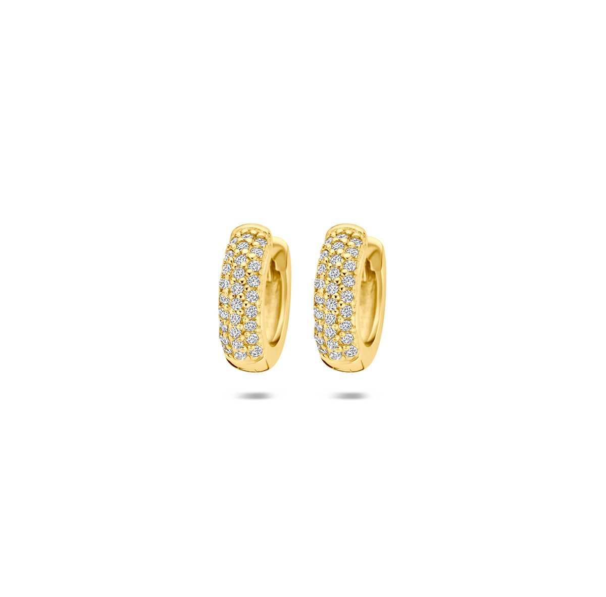klapoorringen zirkonia 12 mm 1 micron zilver verguld (geel)