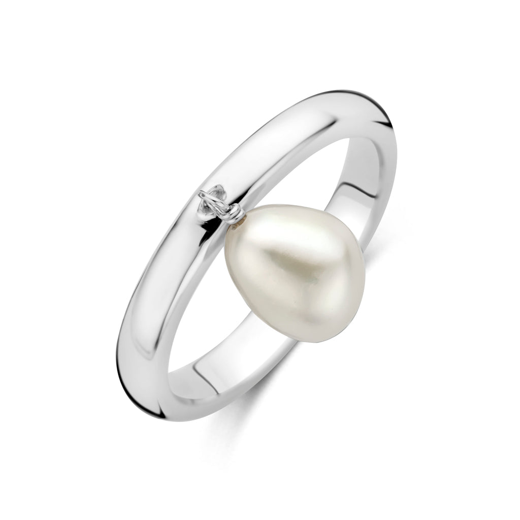 Ring Perle Silber rhodiniert